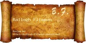 Ballogh Filemon névjegykártya